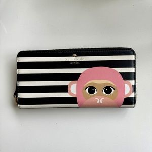 RARE Kate Spade Rambling Roses Monkey Zip Around Continental Wallet